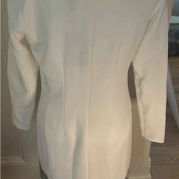 Gianni Bini Cream Sheath Midi Dress Long Sleeve Mock Neck - Picture 8 of 9